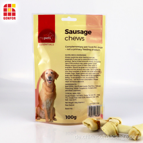 Wurst kaut Pet Food Verpackung Stand-Up-Beutel